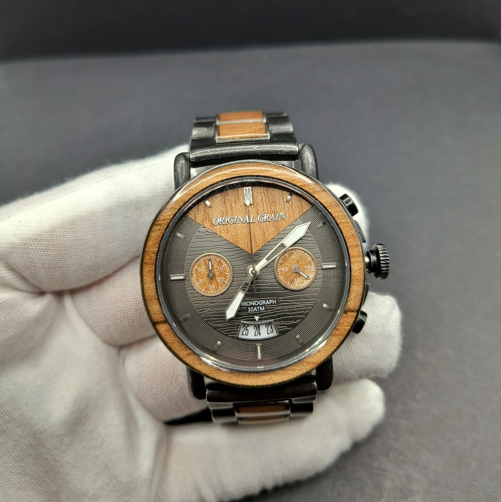 Original Grain Koa Stonewashed Steel Chrono 44mm